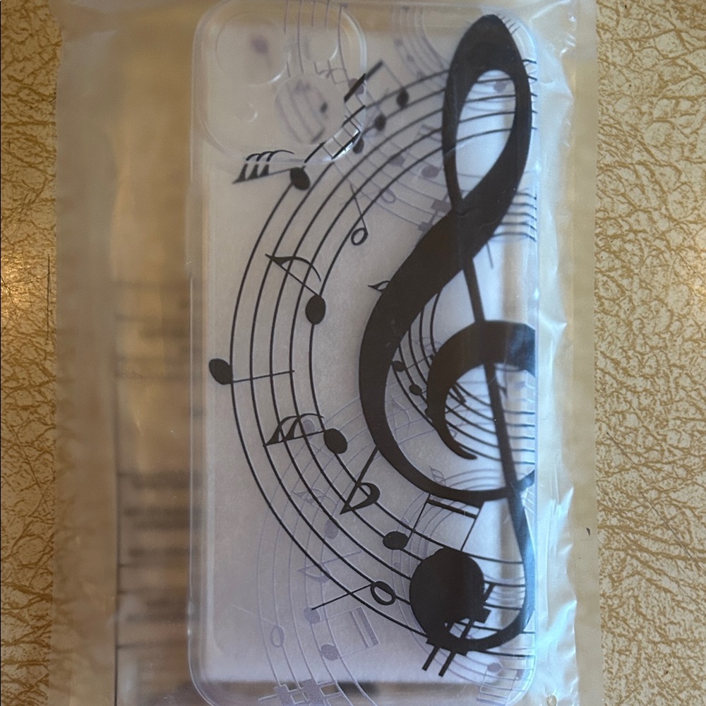 Music Note Clear Phone Case - Black Treble Clef Design For IPhone 15 Plus
